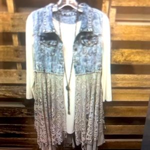NWT Cellabie jean lace handkerchief denim vest